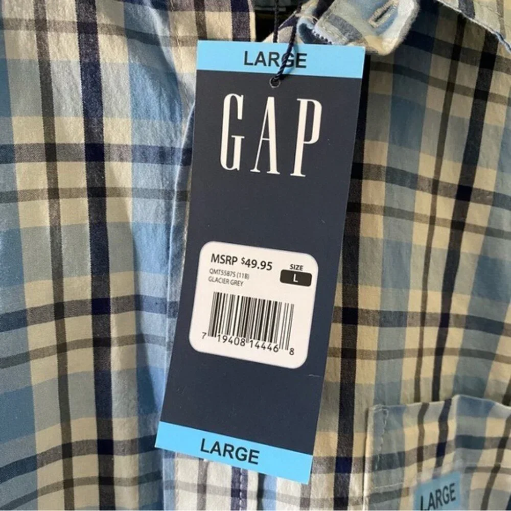 NWT‎ Gap Men's Long-Sleeved Poplin Button-Down Shirt Size L
